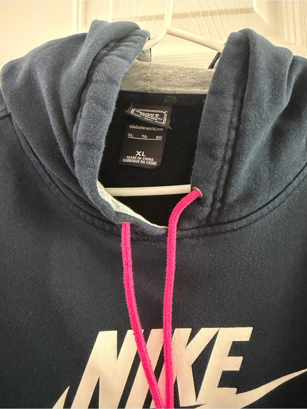 Nike Men’s black Zip-Up Sweater with Pink Drawstrings